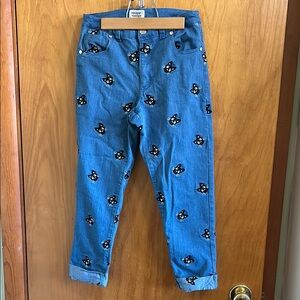 Unique Vintage Cat Print Denim Pants